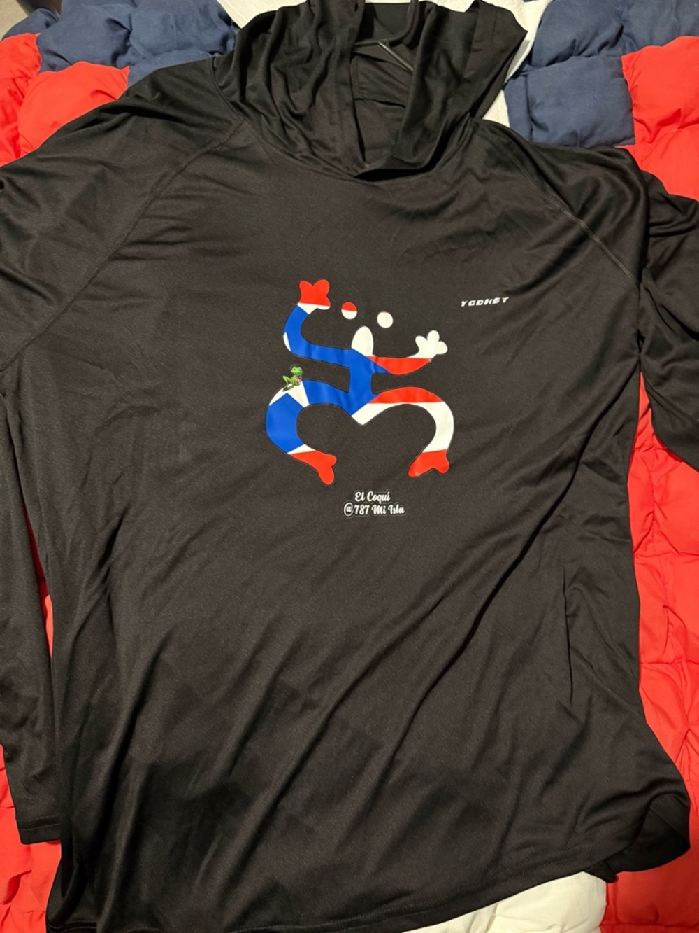 3XL 787 Mi Isla Coqui Rashguard Hoodie Black
